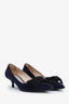 Prada Navy Suede Bow Detail Kitten Heels Size 39.5