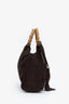Miu Miu Brown Suede Laser Cut Bamboo Top Handle Bag