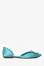 Roger Vivier Teal Blue Satin D'Orsay Crystal Embellished Flats Size 8