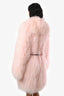 Self-Portrait Light Pink Shearling Maxi Grizzly Coat Size L