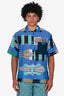 Hermès Blue Cotton "Bride a Bloc" Beach Combi Short Sleeve Shirt Size 38 Mens