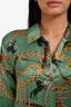 L'agence Green Printed Silk Button Down Shirt Size XS
