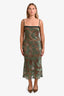 Reformation Green/Brown Floral 'Zahara' Sleeveless Midi Dress Size 6