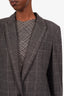 Equipment Grey Wool Checked Single Button Blazer Size 8
