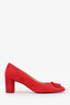 Stuart Weitzman Red Suede Square Toe Heels Size 5.5