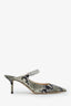 Jimmy Choo Grey/Black Python Embossed Leather Bing Mules Size 36.5