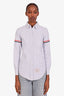 Thom Browne Blue/White Striped Stripe Detailed Button Up Shirt Size 36