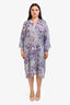 Etro Blue/Purple Paisley Printed Silk Long Cover-Up Dress Size 44