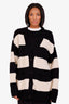 Dries Van Noten Black/White Striped Wool Blend Oversized Cardigan Size M