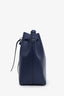 Mansur Gavriel Navy Leather Logo Bucket Bag