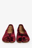 Maison Margiela Cordovan Red Velvet Tabi Ballet Block Heel Size 40