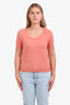 Hermès Peach Pink Cashmere Short Sleeve Top Size 40