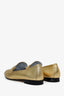 Prada Metallic Leather Logo Loafers Size 38
