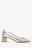Miu Miu Crystal Embellished Silver Block Heels Size 35
