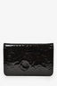 Pre-loved Chanel™ 2013-2014 Black Patent Camellia Embossed Wallet On Chain