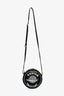 Olympia Le-Tan Black Leather 'Parisian Caviar' Round Crossbody Bag