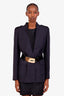 Gucci Navy Mohair Wool Blazer With Belt Size 44