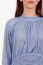Self-Portrait Blue Crystal Embellished Ruched Long Sleeve Top Size 10
