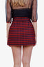 Gucci Red Wool Houndstooth GG Button Mini Skirt Size 40