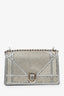 Christian Dior 2015 Silver Metallic Beaded Small Diorama Shoulder Bag