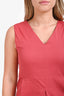 Max Mara Red Cotton Belted Sleeveless Midi Dress Size 8