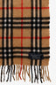 Burberry Beige Cashmere Nova Check Fringe Scarf