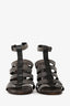 Brunello Cucinelli Black/Silver Beaded Gladiator Block Heels Size 36.5