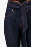 Veronica Beard Dark Blue High Waisted Belted Flare Jeans Size 24