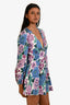 Zimmermann Purple Linen Floral V-Neck Long Sleeve Romper Size 2