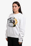 Burberry White Cotton Crest Long Sleeve Crewneck Top Size L