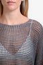 Eileen Fisher Grey Open Knit Wide Neck Sweater Size Medium