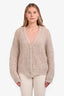 Weekend Max Mara Cream Mohair Wool Blend Open Knit Cardigan Size M