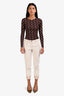 Brunello Cucinelli Beige Beaded Hem Cropped Jeans Size 4 US