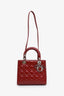 Christian Dior 2014 Red Patent Leather Medium Lady Dior With Strap