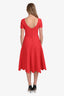 Alaïa Red Knit Short Sleeve Flared Long Dress Size 40