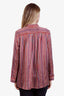 St. John Red/Blue Striped Silk Button Up Blouse Size XS