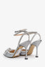 Mach & Mach Silver Glitter Crystal Bow Heels Size 39