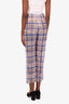 Pre-loved Chanel™ 23P Blue Silk CC Logo Pants Size 36