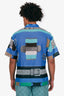 Hermès Blue Cotton "Bride a Bloc" Beach Combi Short Sleeve Shirt Size 38 Mens
