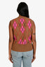 Ganni Brown/Pink Wool Argyle Sweater Vest Size L