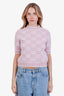 Gucci Pink Wool GG Monogram Jacquard Short Sleeve Sweater Size XS