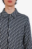 Christian Dior Blue Knit Oblique Jacquard Shirt Size XL Men's