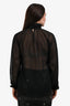L'Agence Black Sheer Polka Dot Long Sleeve Blouse Estimated Size M