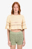 Isabel Marant Cream Crocheted Three-Quarter Sleeve Crop Top Size 36