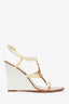 Louis Vuitton White/Yellow Monogram Open-Toe Butterfly Wedges Size 37