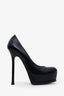 Saint Laurent Black Grained Leather Platform Heels Size 36.5
