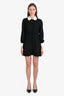 Celine Black Button Up Peter Pan Collar Long Sleeve Mini Dress Size 36