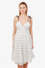 Self-Portrait White/Black Polka Dot Eyelet Lace Dress Size 8