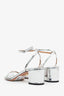 Aquazzura Silver Open Toe Block Heel Sandals Size 38