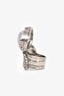 Saint Laurent Silver Tone/White Arty Cocktail Ring Size 5